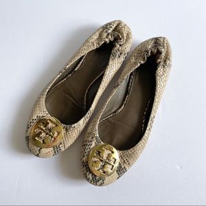 Tory Burch Reva Snake Skin Print Flat
